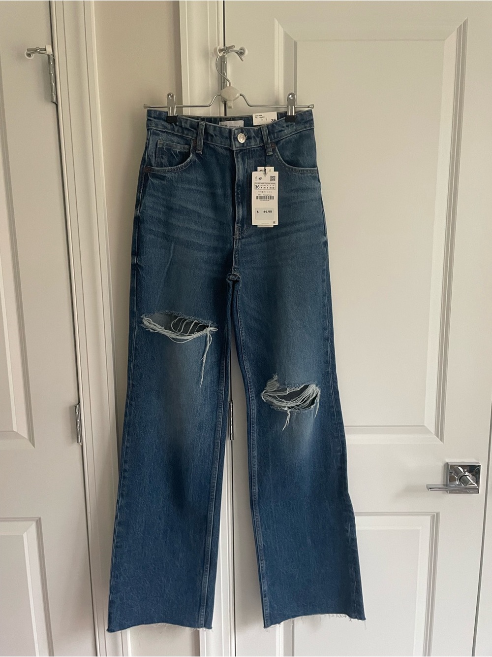 Zara High Rise Full Length Wide Leg Jeans